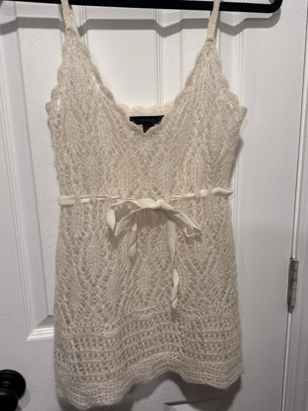 Express Small Cream Mohair Blend Open Knit Cami Sweater Tank Top Boho